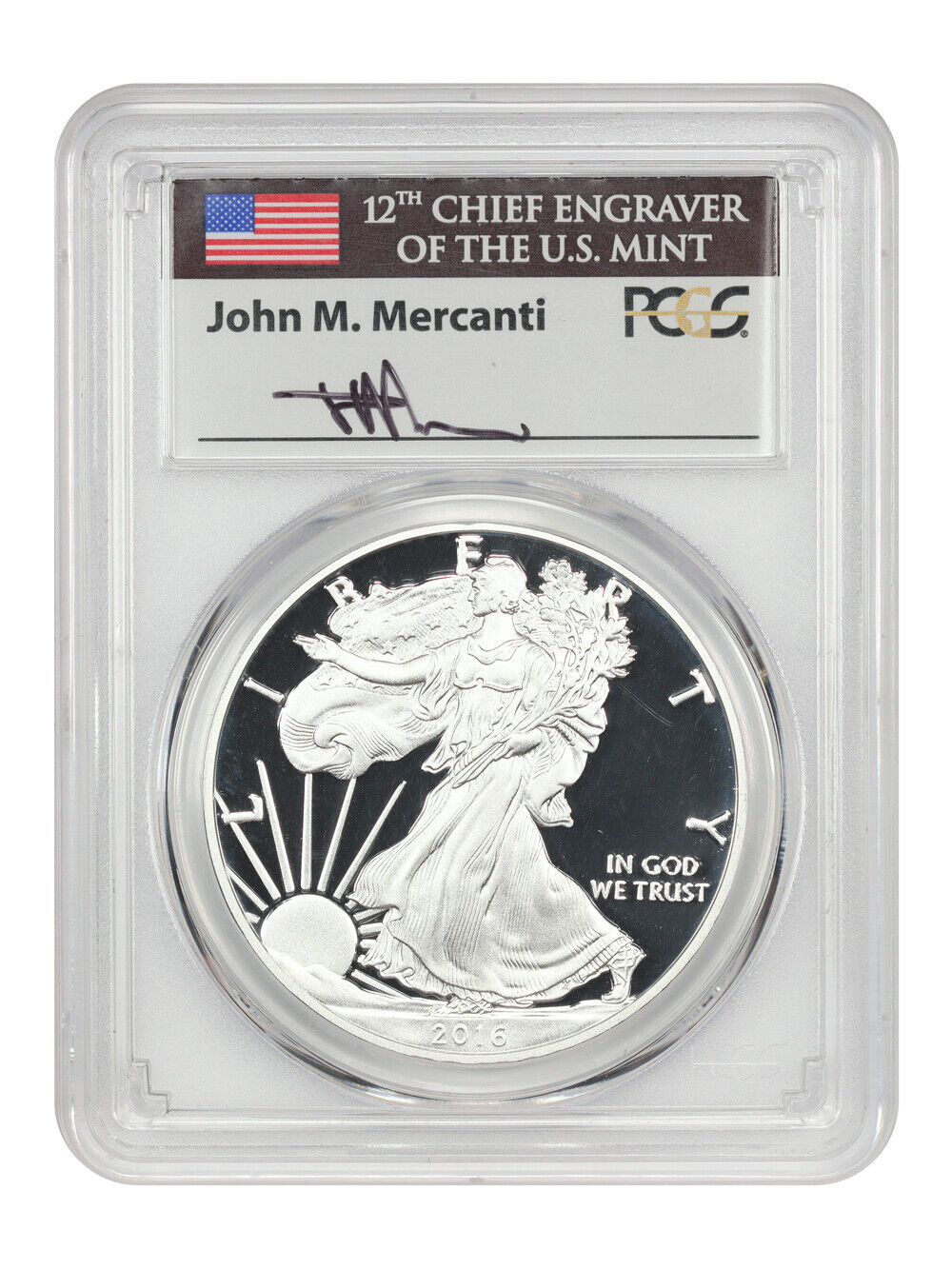 2016-W $1 Silver Eagle PCGS PR70DCAM (First Day of Issue, Mercanti Signature)