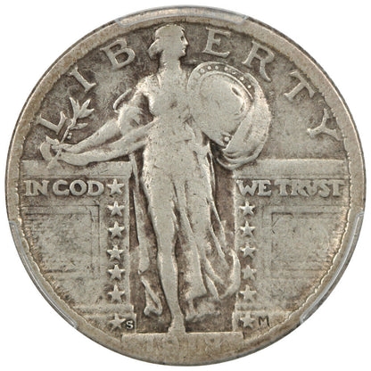 1918/7-S 25C PCGS Fine 12 - Standing Liberty Quarter - Popular and Rare Overdate