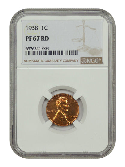 1938 1C NGC PR67RD - Lincoln Cent (Wheat Reverse)