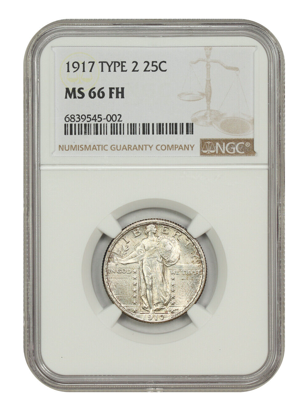 1917 25C NGC MS66FH (Type 2) - Standing Liberty Quarter