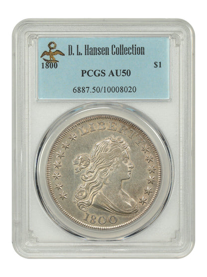 1800 $1 PCGS AU50 ex: D.L. Hansen - Draped Bust Dollar