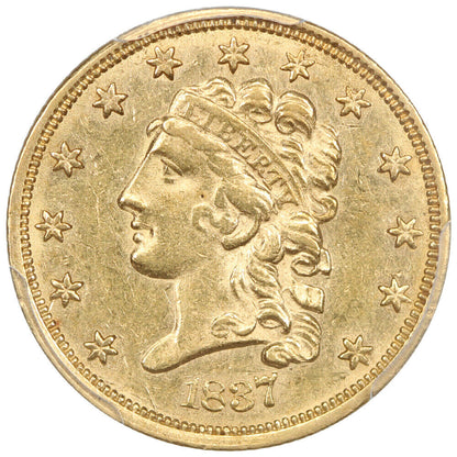 1837 $2.50 PCGS AU55 - Classic Head $2.5 - Popular Gold Type