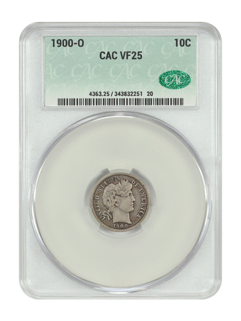 1900-O 10C CACG VF25 - Barber Dime - Better Date O-Mint