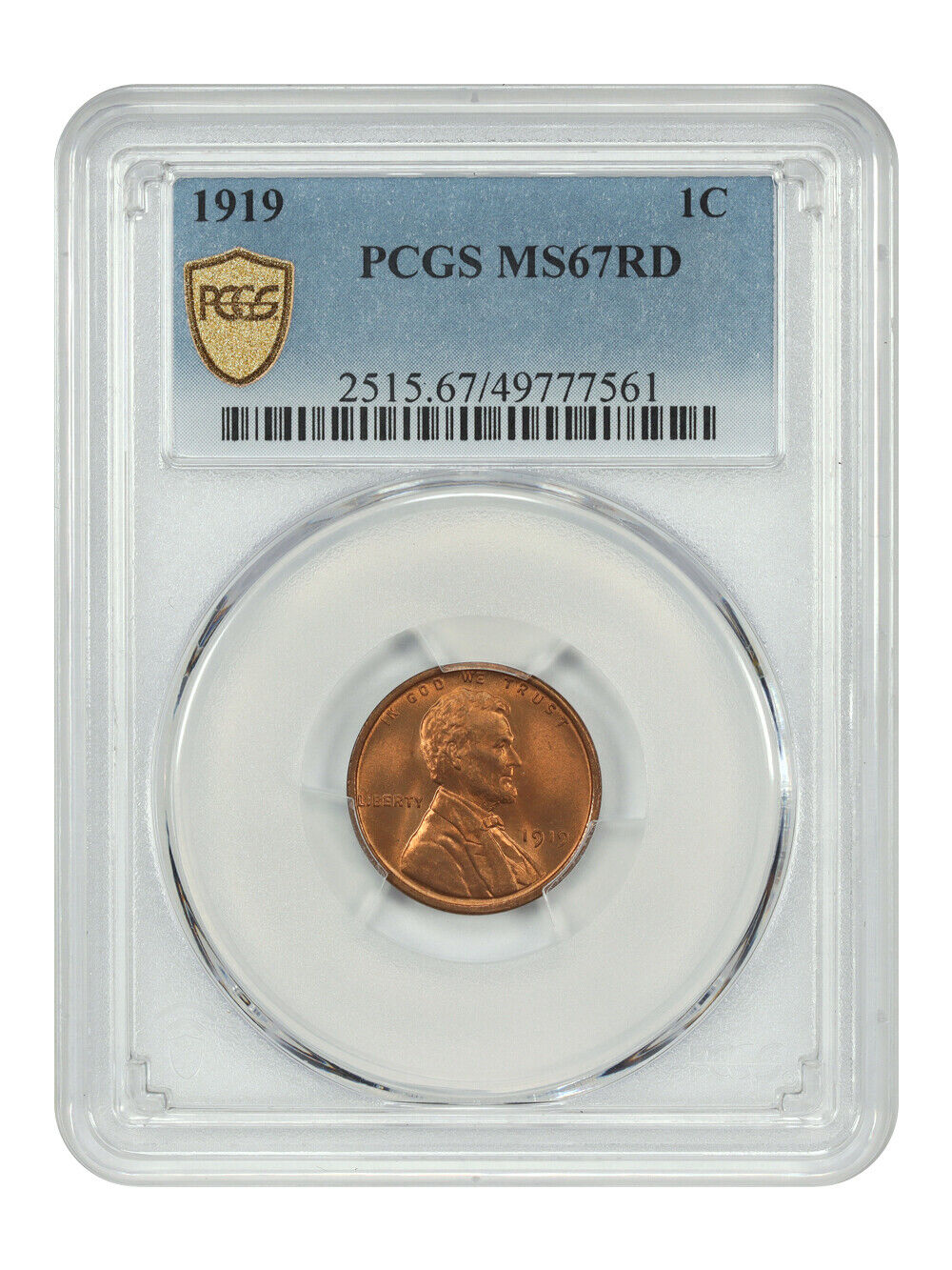 1919 1C PCGS MS67RD - Lincoln Cent (Wheat Reverse) - Popular Teen Lincoln