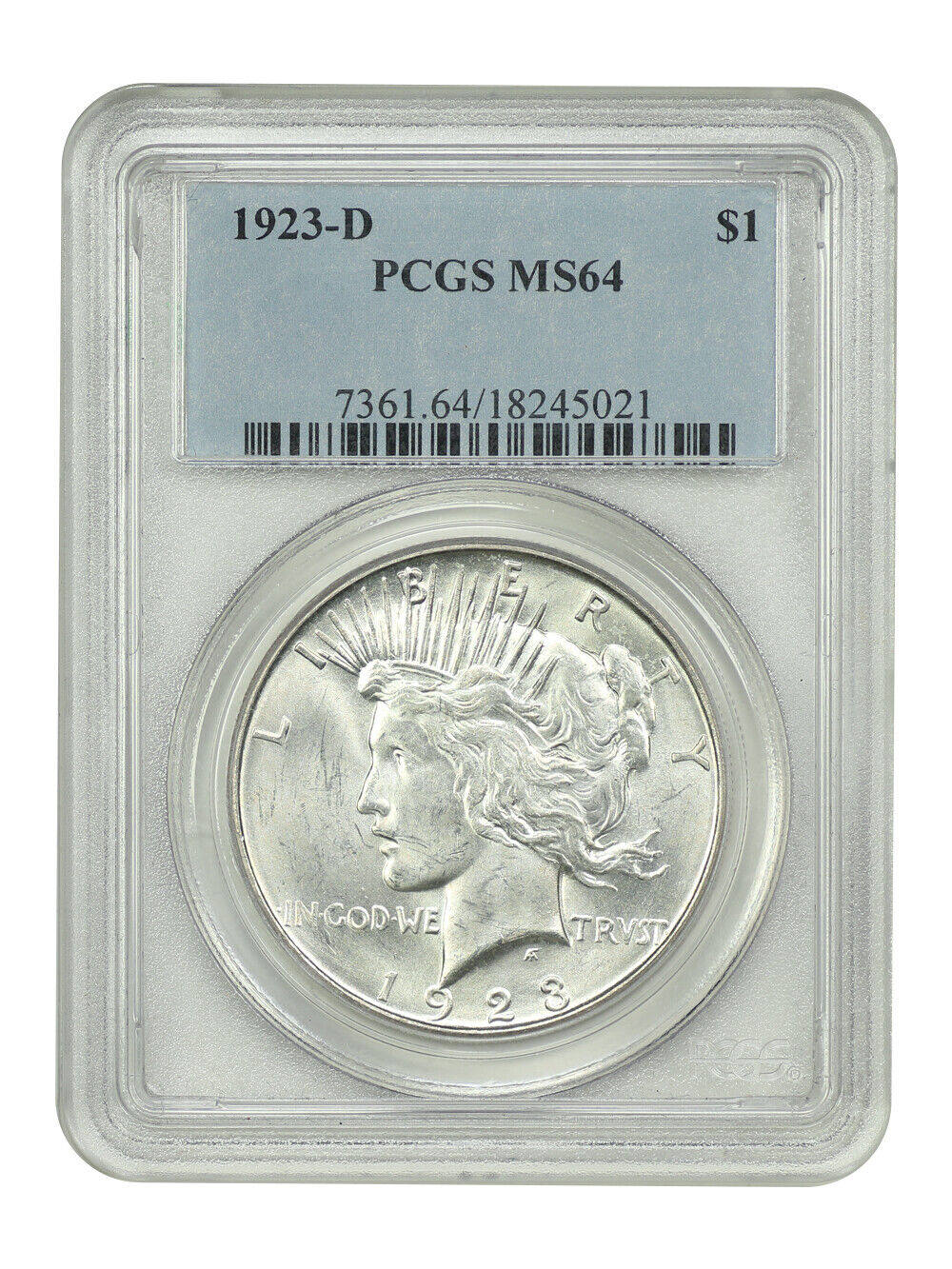 1923-D $1 PCGS MS64 - Peace Dollar - Better D-Mint