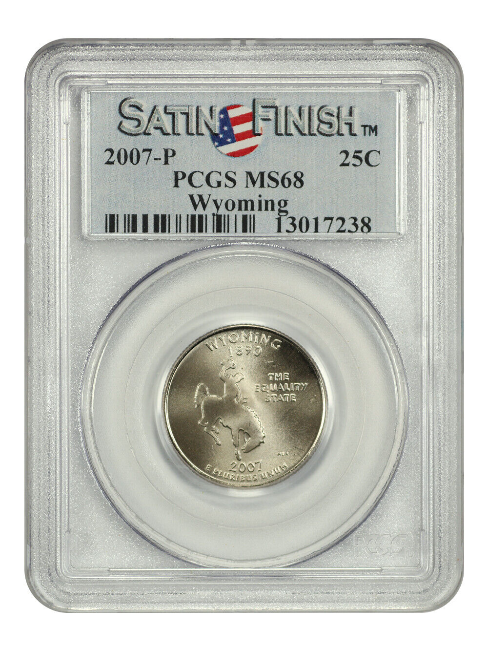 2007-P 25C Wyoming PCGS SP68 (Satin Finish) - Washington 50 States Quarters