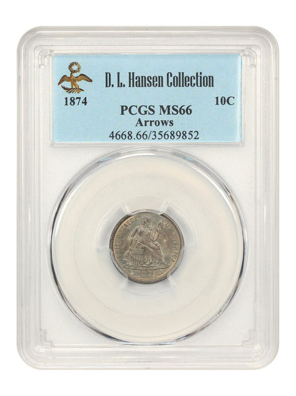 1874 10C PCGS MS66 (Arrows) ex: D.L. Hansen