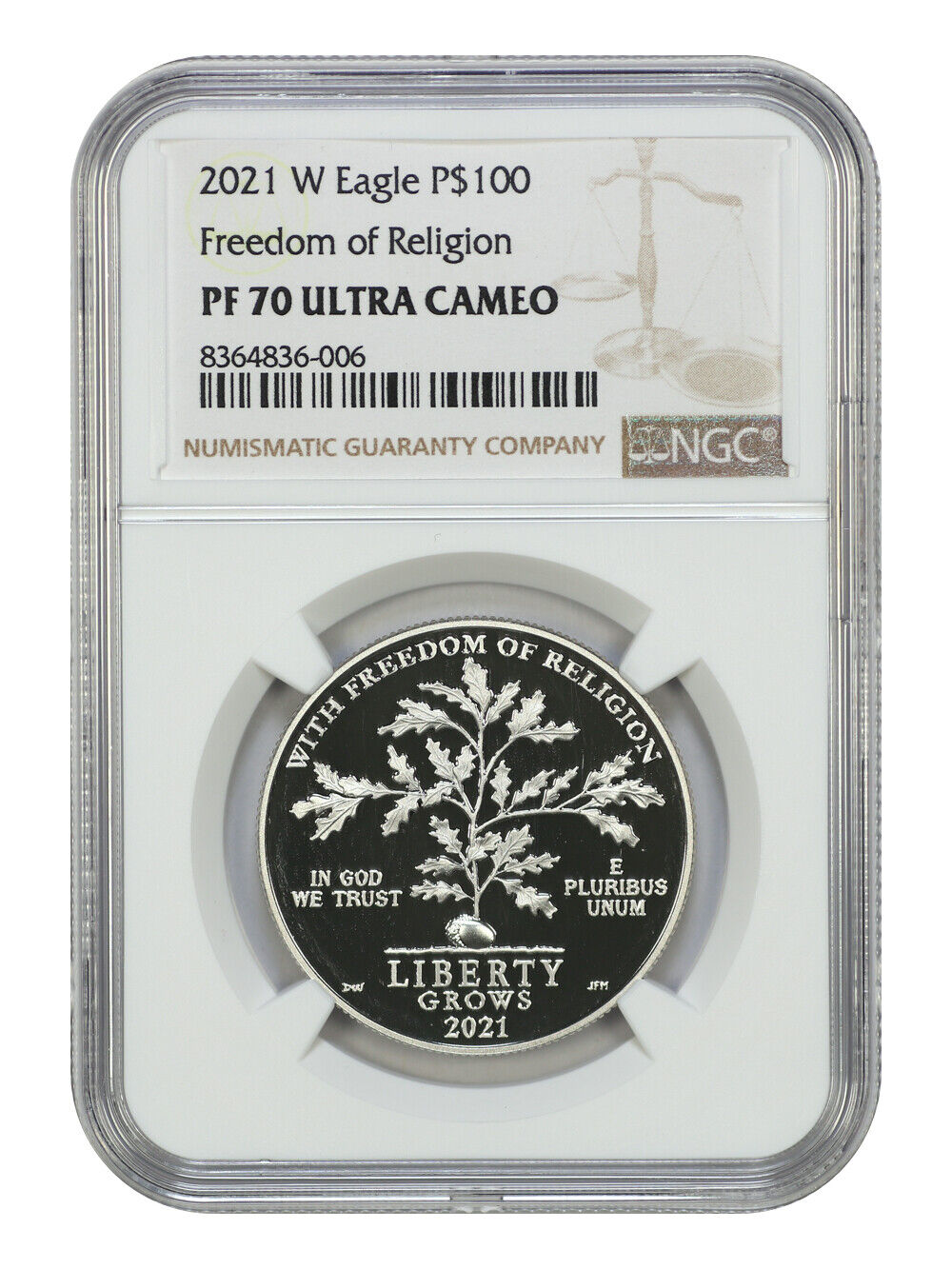 2021-W $100 Freedom of Religion NGC PR70DCAM - $100 Platinum Eagles