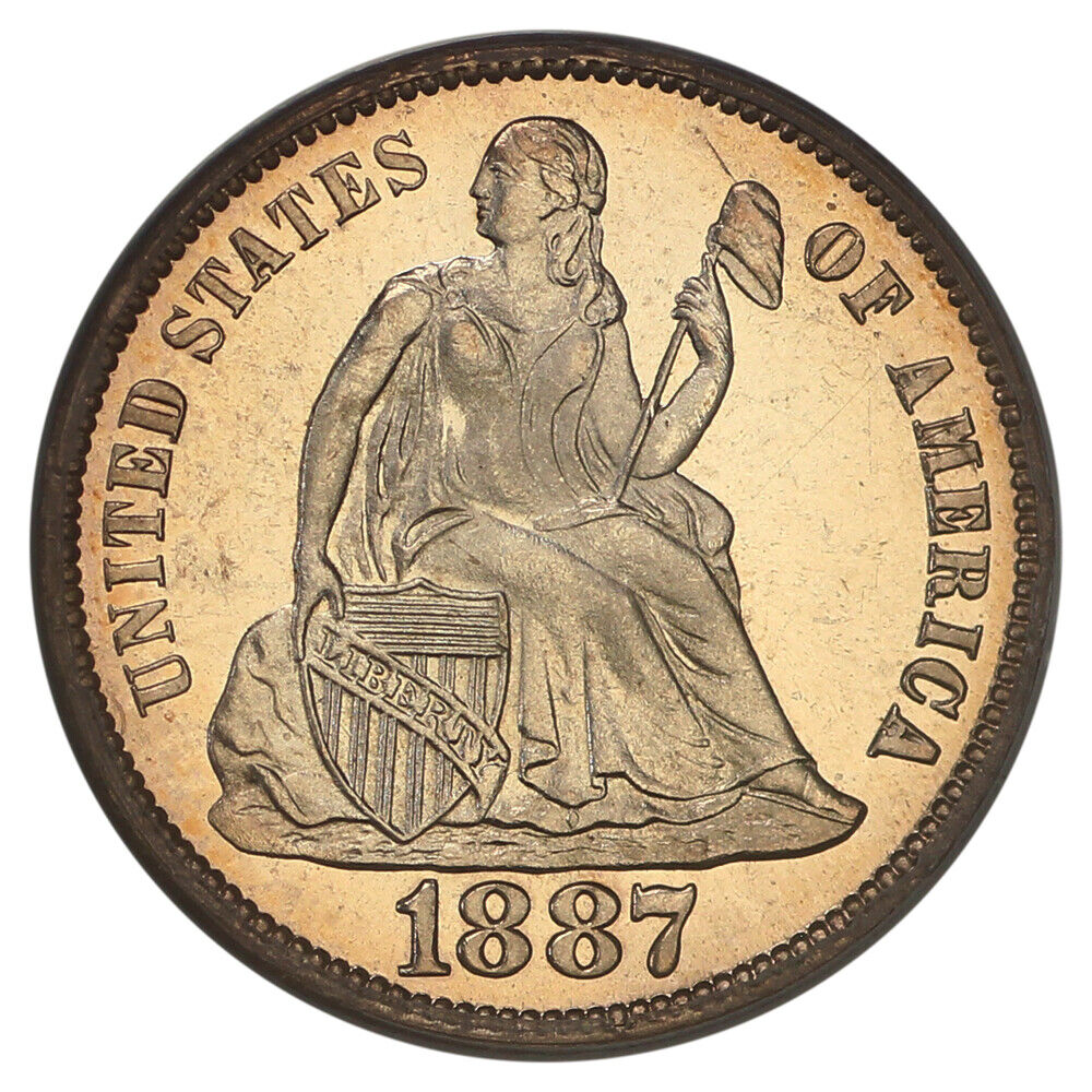 1887 10C PCGS/CAC PR65 (OGH) - Liberty Seated Dime