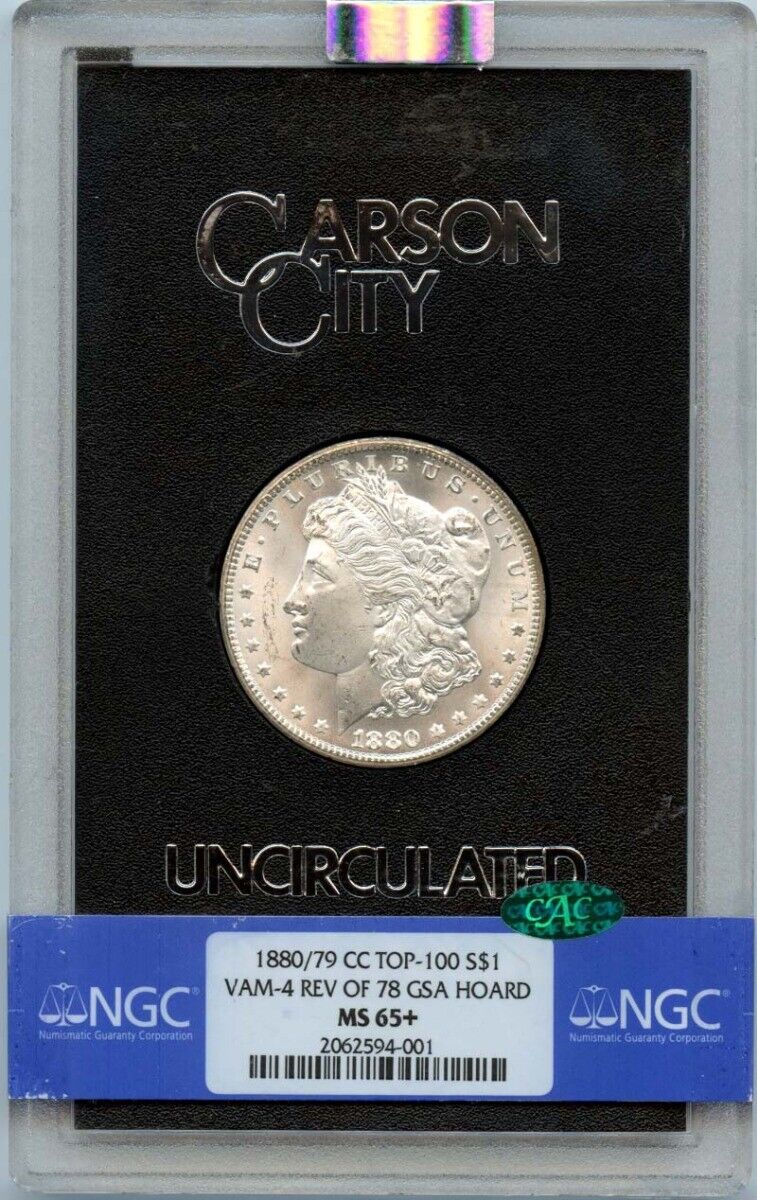 1880/79-CC Morgan Dollar VAM-4 Rev 78 GSA HOARD S$1 NGC MS65+ Plus (CAC)