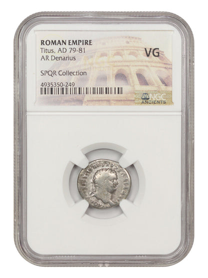 Ancient Roman: Titus (AD 79-81) AR Denarius NGC VG