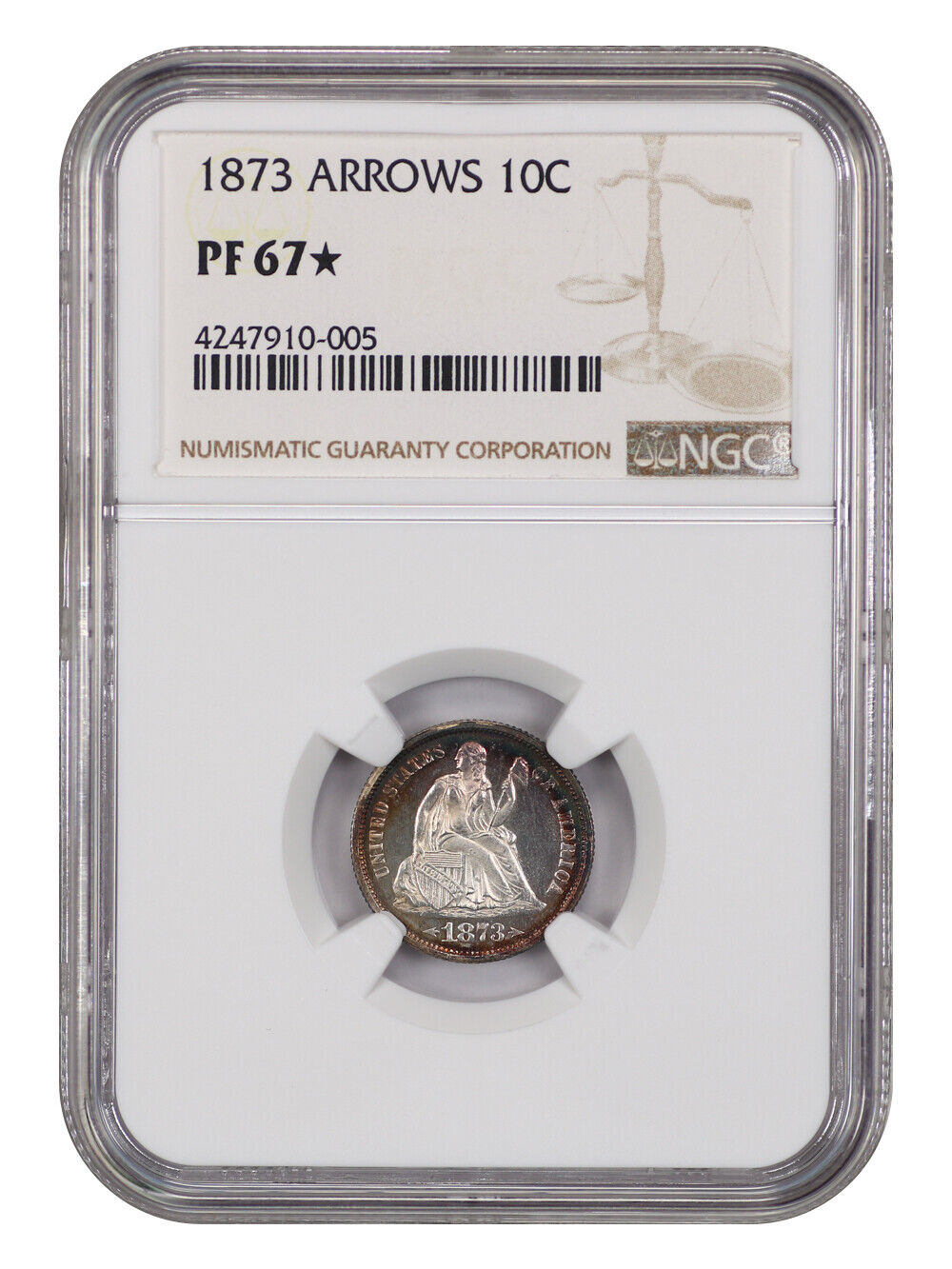 1873 10C NGC PR67 *Star* (Arrows)