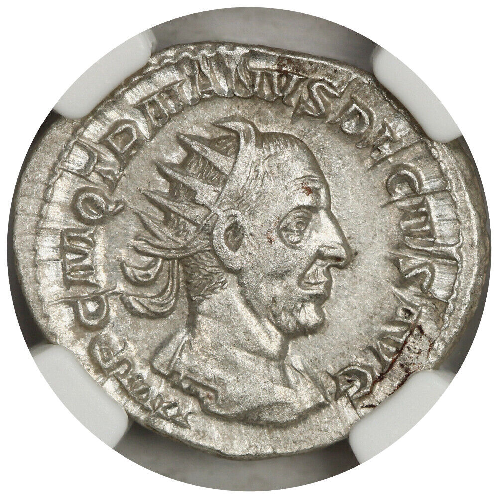 Ancient Roman: Trajan Decius (AD 249-251) AR Double-Denarius NGC MS