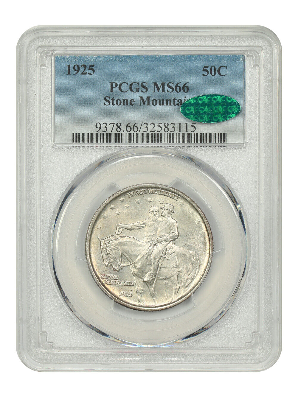 1925 50C Stone Mountain PCGS/CAC MS66 - Classic Silver Commemorative