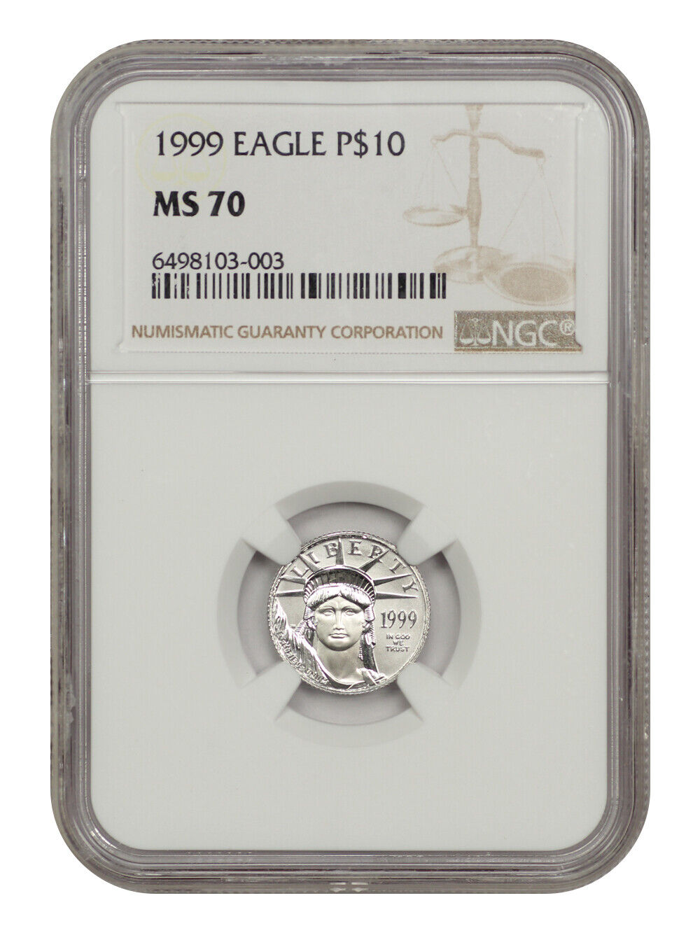 1999 $10 Statue of Liberty NGC MS70