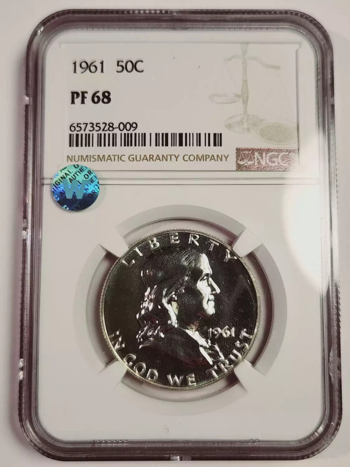 1961 P Franklin Half Dollar NGC PF-68 Sight White