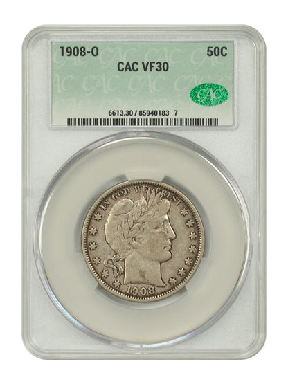 1908-O 50C CACG VF30 - Barber Half Dollar