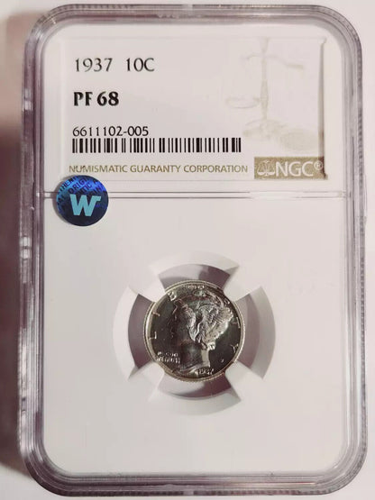 1937 P Mercury Dime NGC PF-68 Sight White