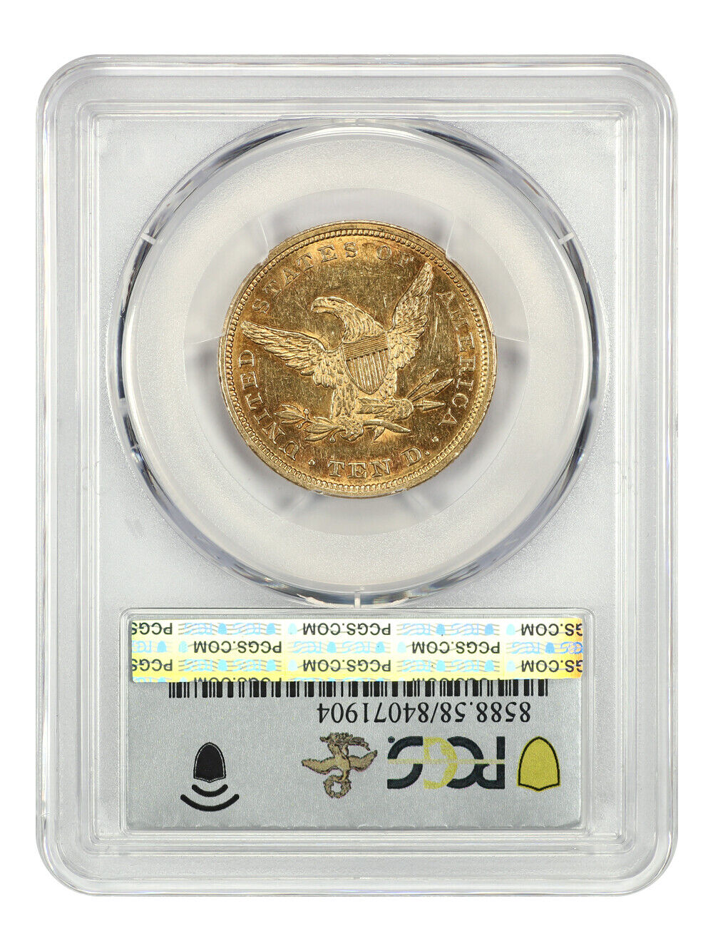 1843 $10 PCGS AU58 ex: D.L. Hansen