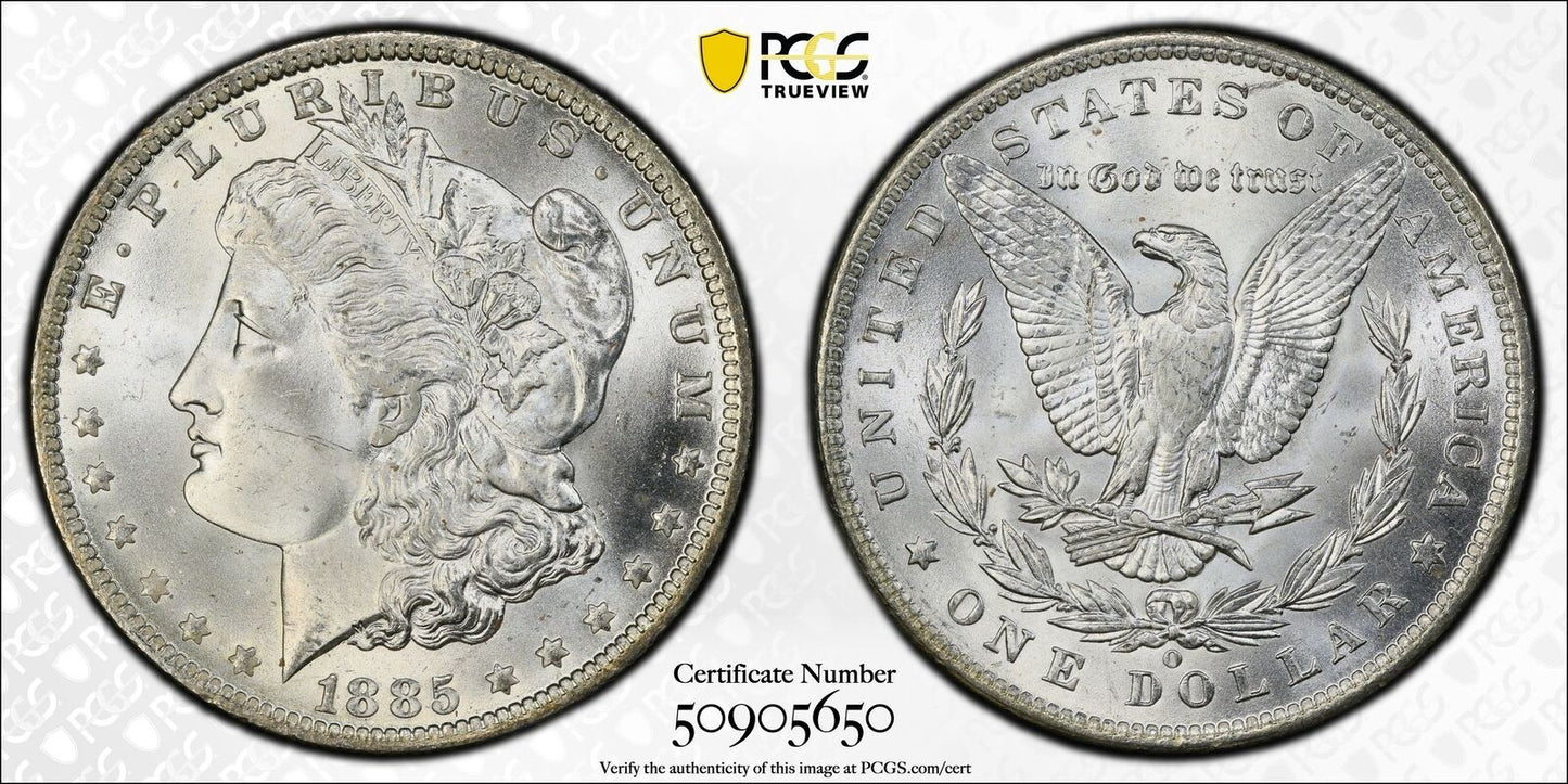 1885 O Morgan Silver Dollar PCGS MS-66