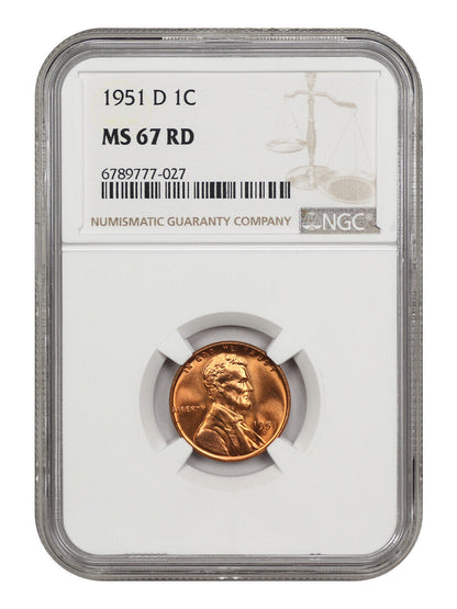 1951-D 1C NGC MS67RD