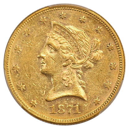 1871 $10 PCGS AU55 ex: D.L. Hansen