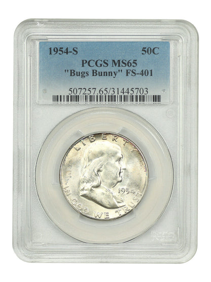 1954-S 50C Bugs Bunny" FS-401" PCGS MS65 - Franklin Half Dollar