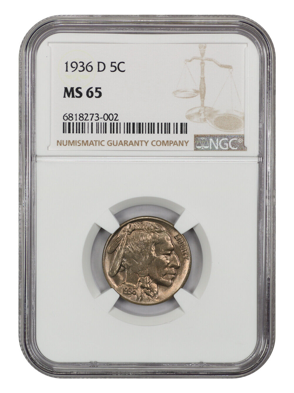 1936-D 5C NGC MS65