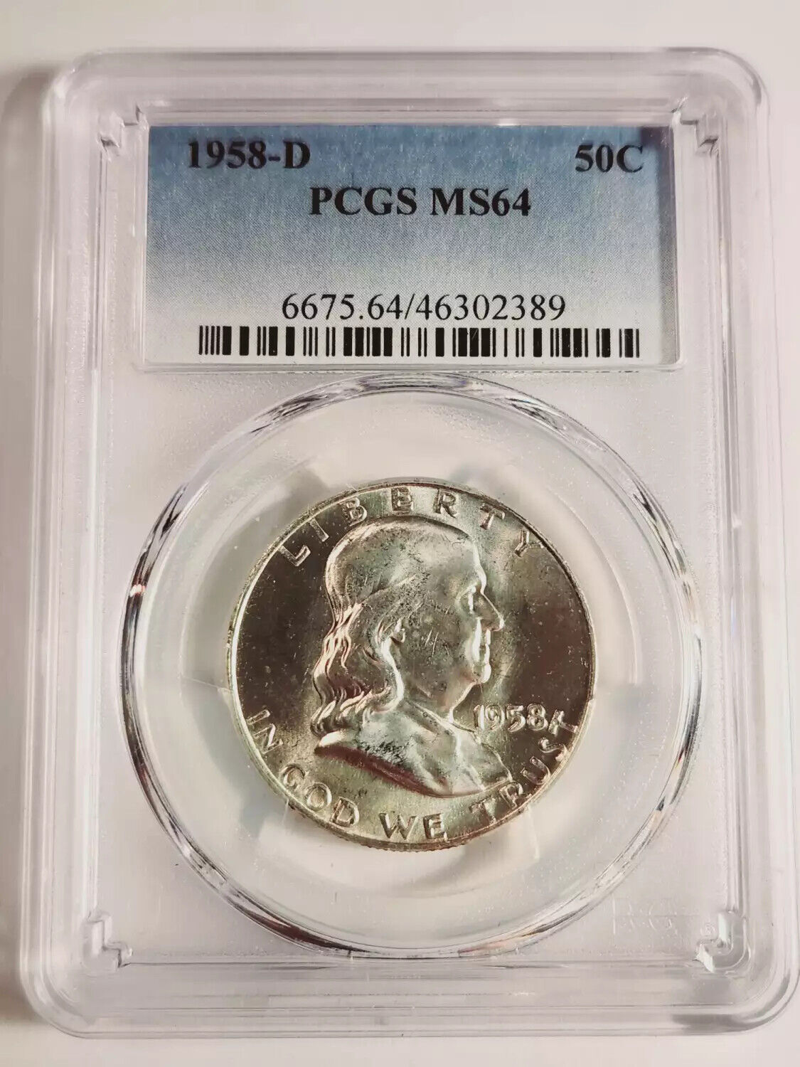 1958 D Franklin Half Dollar PCGS MS-64