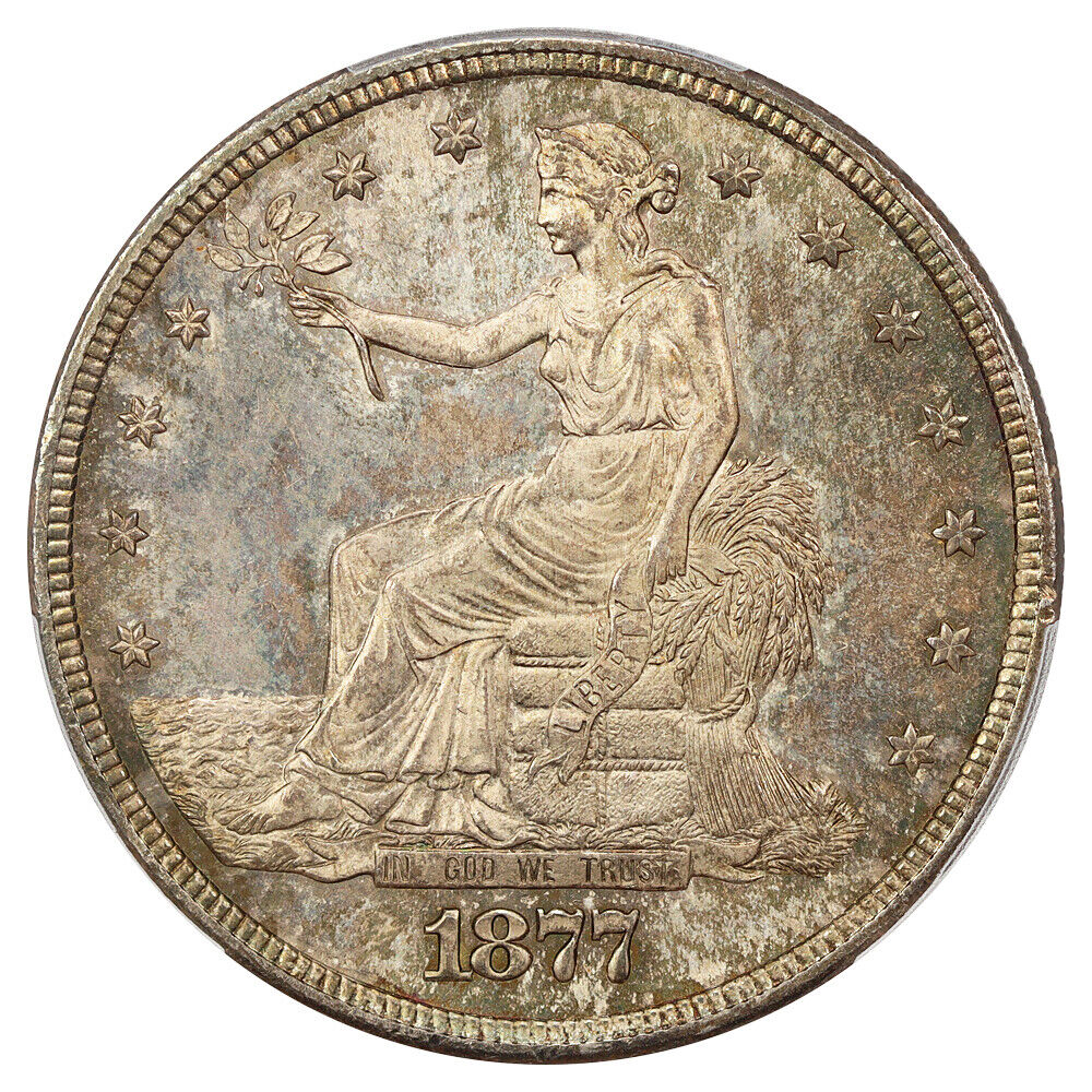 1877-S Trade $1 PCGS/CAC MS65+ ex: D.L. Hansen