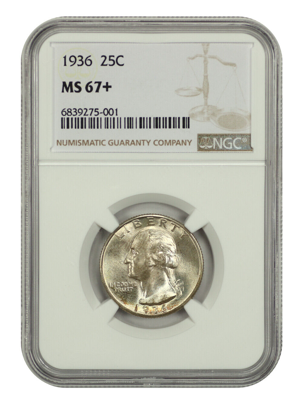 1936 25C NGC MS67+ - Washington Quarter