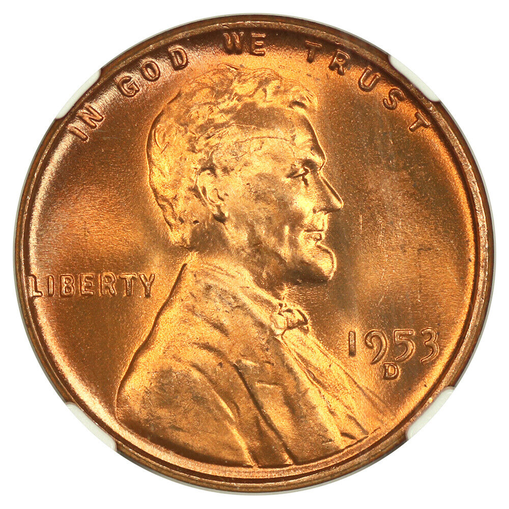 1953-D 1C NGC MS67RD - Lincoln Cent (Wheat Reverse)