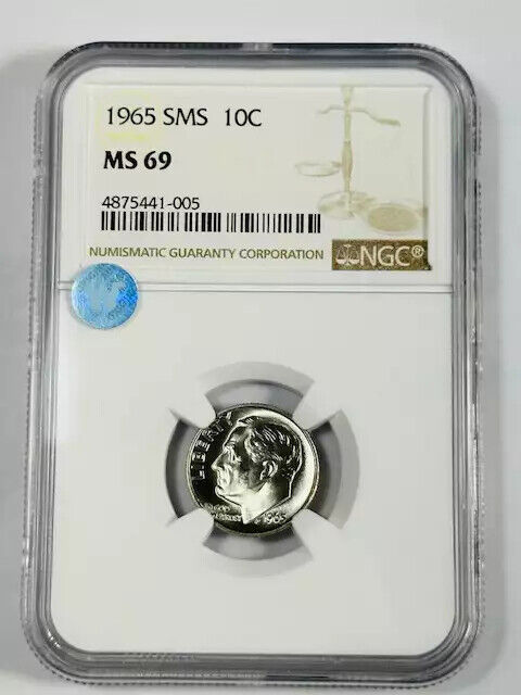 1965 S Dimes Roosevelt NGC MS-69 SMS Sight White