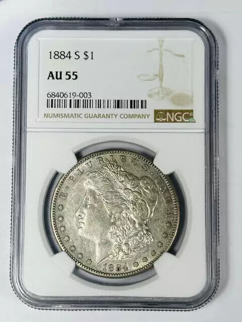 1884 S Morgan Silver Dollar NGC AU-55