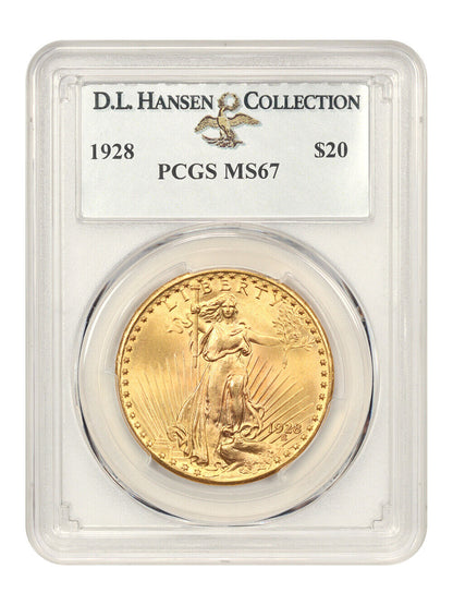 1928 $20 PCGS MS67 ex: D.L. Hansen