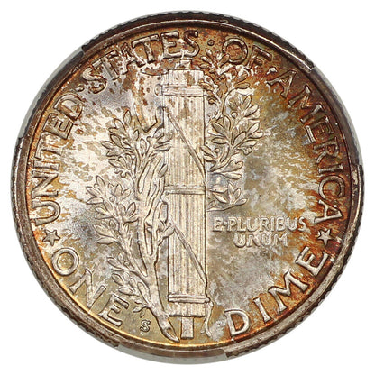 1928-S 10C CACG MS67+FB ex: D.L. Hansen - Mercury Dime