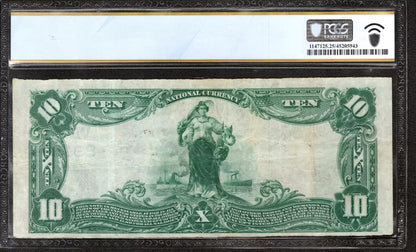 1902 $10 LIVE STOCK NATIONAL BANKNOTE CURRENCY OMAHA NEBRASKA PCGS 25 VF (775D)