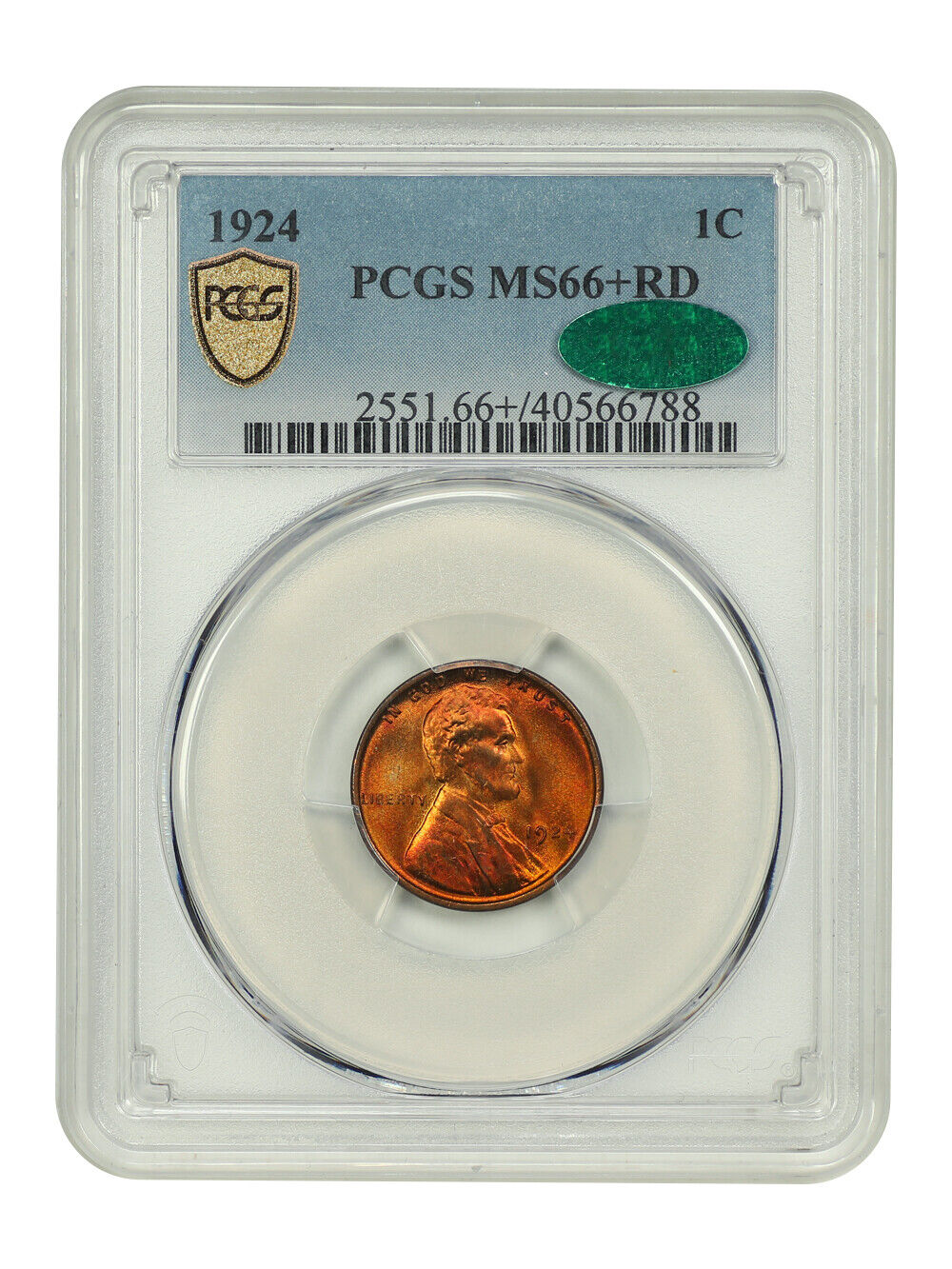 1924 1C PCGS/CAC MS66+RD - Lincoln Cent (Wheat Reverse)