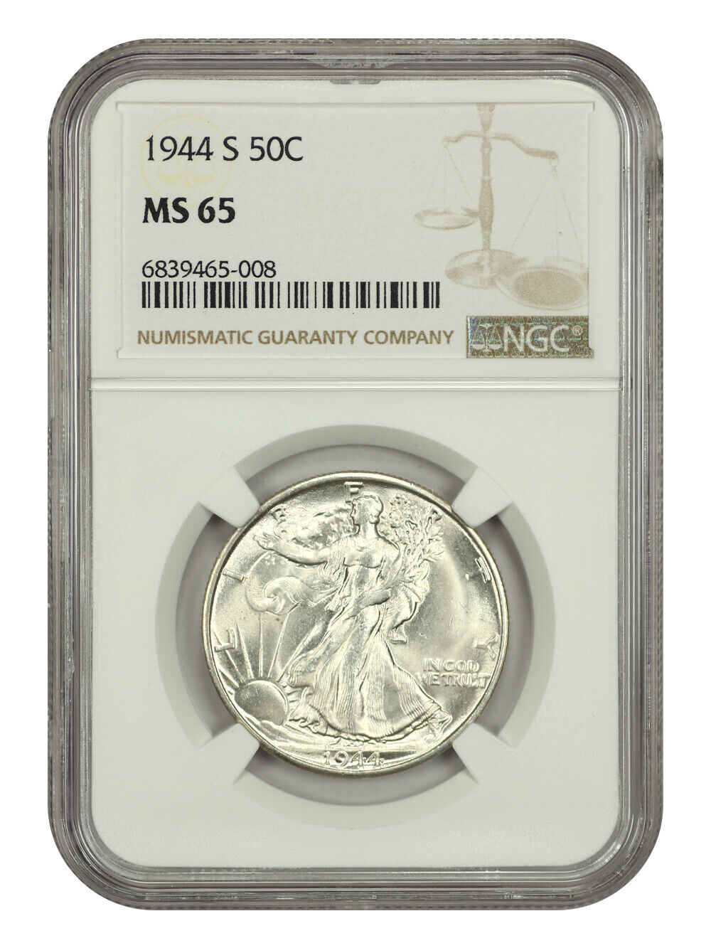 1944-S 50C NGC MS65 - Walking Liberty Half Dollar