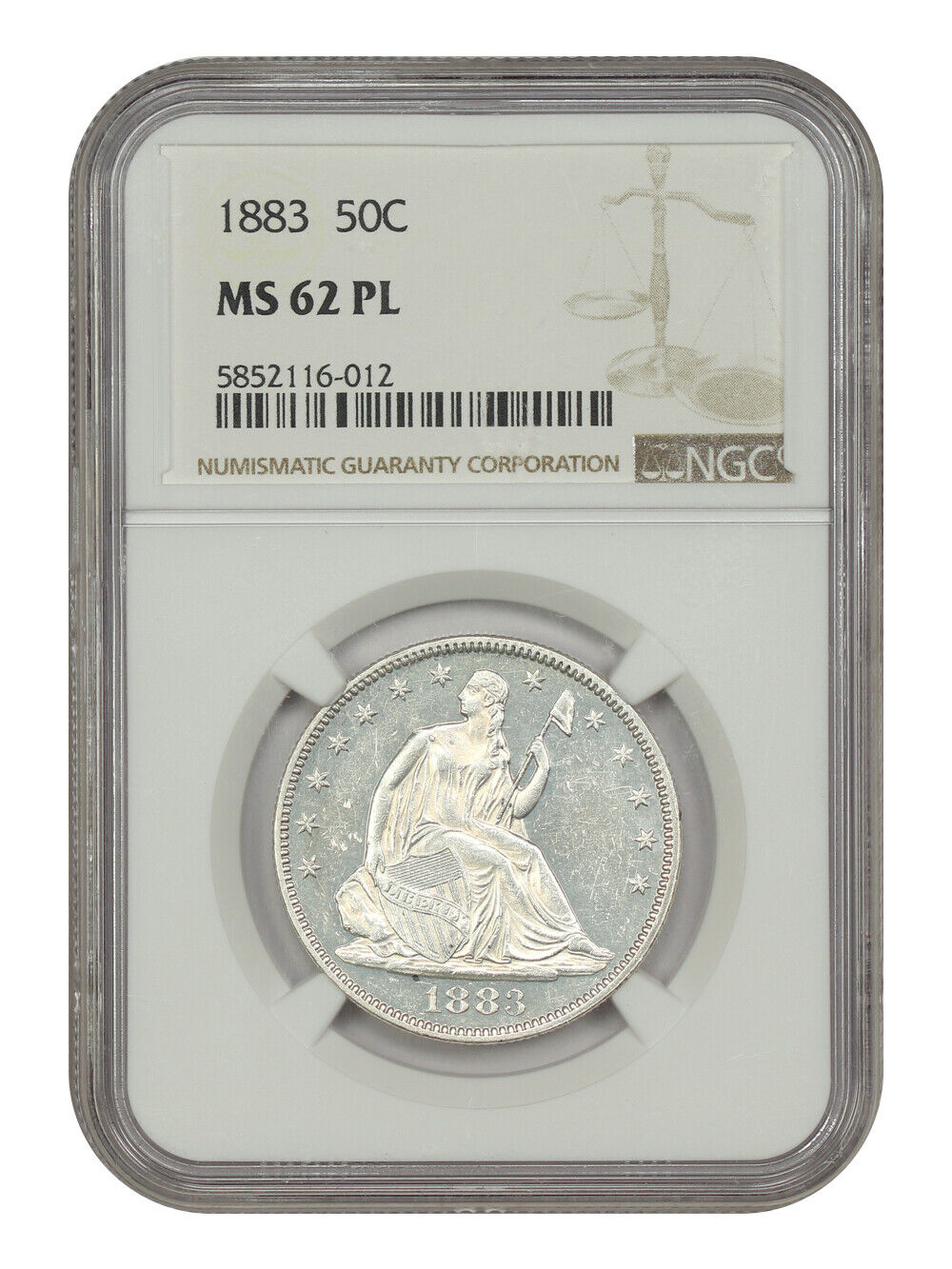 1883 50C NGC MS62PL - Liberty Seated Half Dollar - Flashy Surfaces