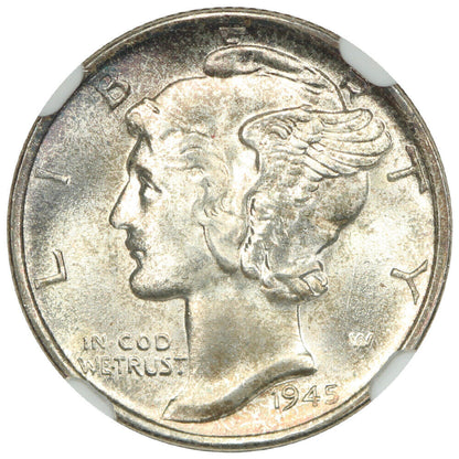 1945-S 10C NGC MS67 (Micro S) - Mercury Dime