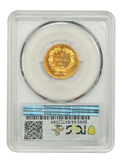 1880 $3 PCGS PR64 ex: D.L. Hansen - Three Dollar