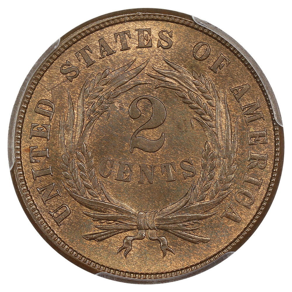 1865 2c PCGS MS66RB ex: D.L. Hansen