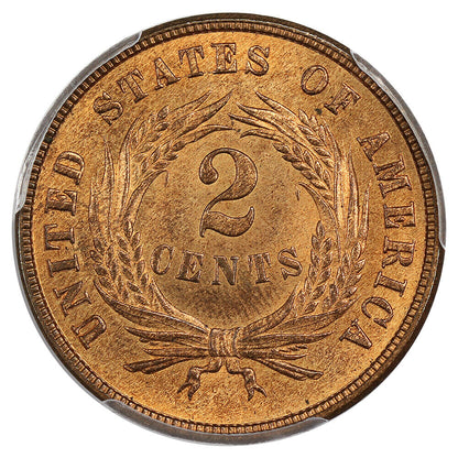 1870 2c PCGS MS65RD ex: D.L. Hansen