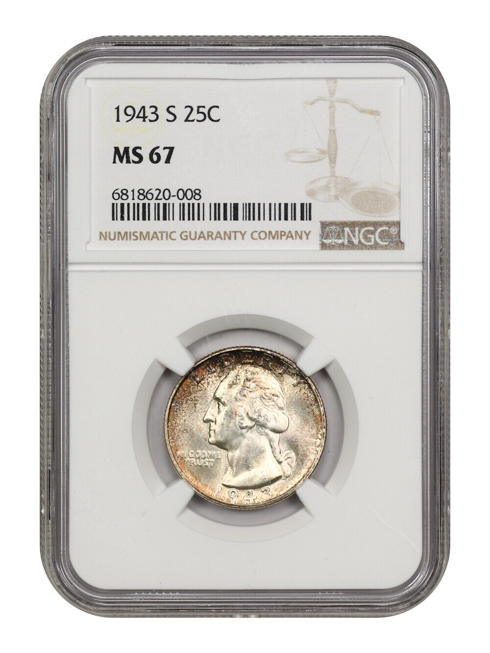 1943-S 25C NGC MS67