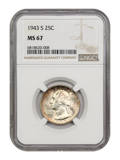 1943-S 25C NGC MS67