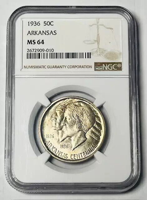 1936 P Classic Commemorative Arkansas Centennial NGC MS-64 ARKANSAS