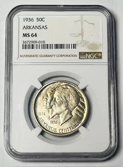 1936 P Classic Commemorative Arkansas Centennial NGC MS-64 ARKANSAS