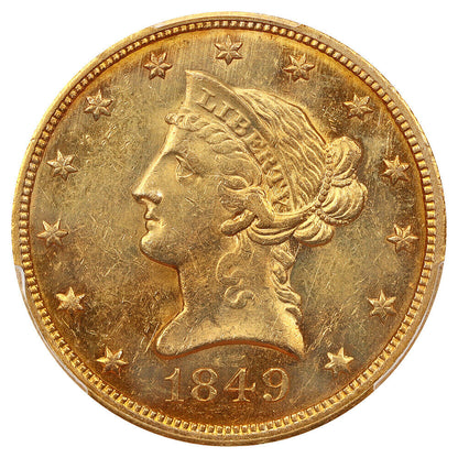 1849 $10 PCGS MS62 ex: D.L. Hansen