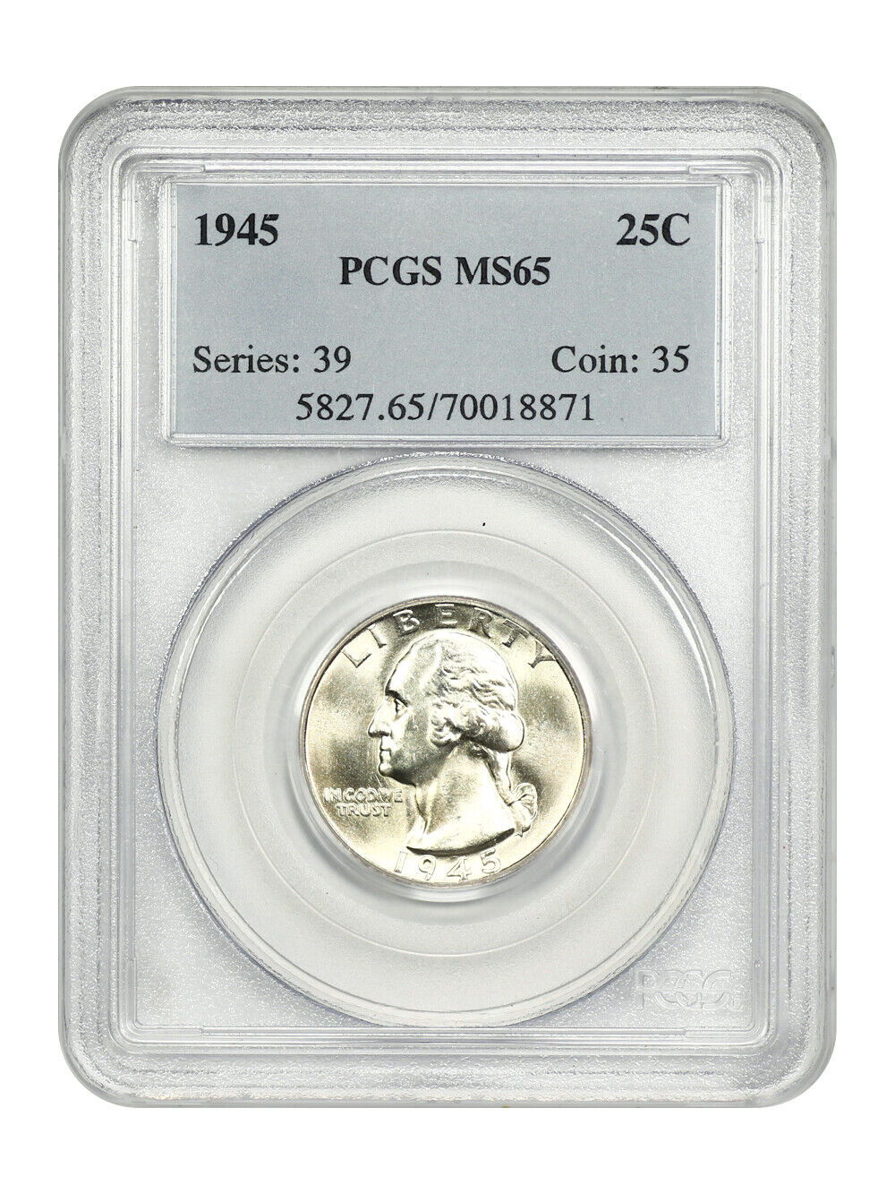 1945 25C PCGS MS65